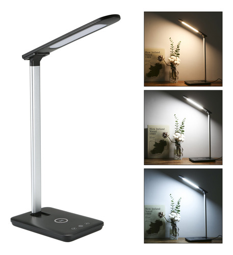 Lámpara De Escritorio Led Usb Con Carga Inalámbrica, Control