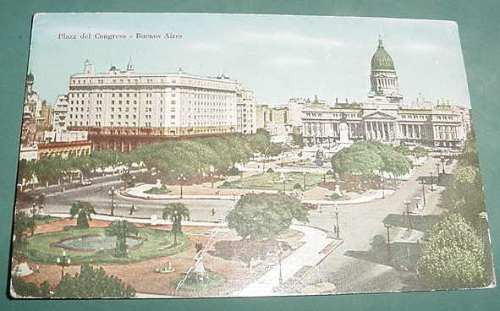 Postal Buenos Aires Plaza Congreso 1958 Escrita Detalles