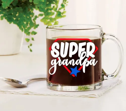 Taza Divertida ' Taza De Cristal Para Abuelo ' Broma Humor '