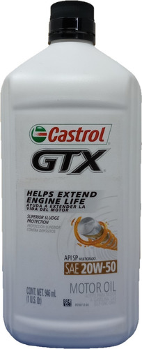 Aceite Castrol Gtx Sae 20w50 Api Sp - 1/4 G