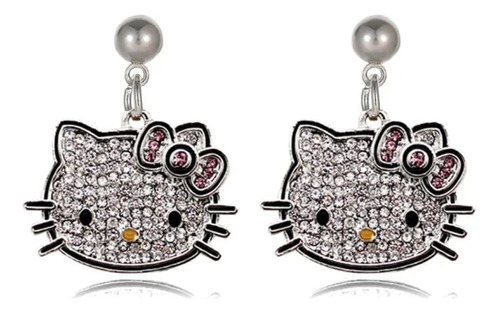 Aretes De Hello Kitty De Cara Y Diamantes Bonito Regalo