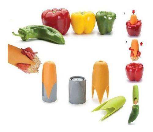 Descorazonador De Pimientos Y Chiles Marca Ibili Color Naranja