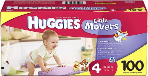 Huggies Little Movers Pañales, Talla 4, 100 Conteo