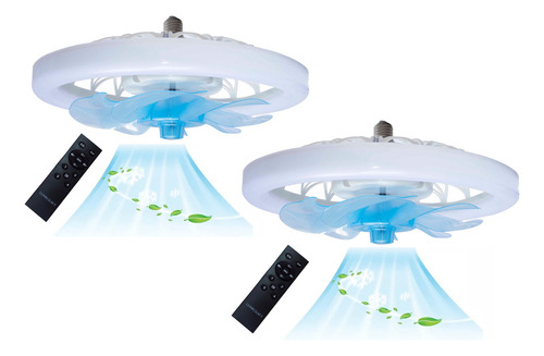 Ventilador 3 Tonos De Luz 35 Cm E27 Control Remoto 2 Pack Cantidad De Aspas 7 Estructura Blanco Aspas Transparente Diámetro 30 Cm Frecuencia 60hz Material De Las Aspas Plástico