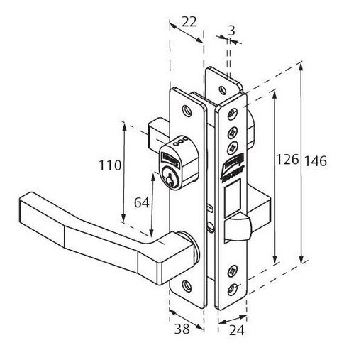 Cerradura Embutir Puerta Negro 550 Phillips