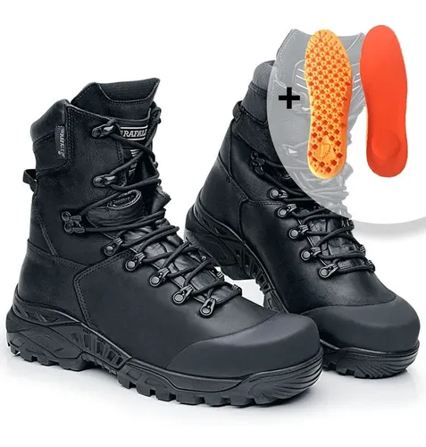 Bota Coturno Militar Couro Imperme vel Preto 7001 Palmilha