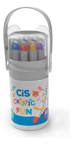 Giz De Cera Retratil Color Gel 12 Cores Aquarelável Cis