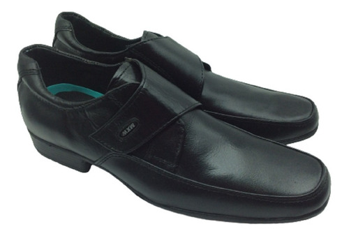 Zapato Formal Velcro Hombre Negro 100% Piel Suela Cosida Max