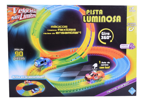 Pista Luminosa Variable Tracks 92 Piezas + Un Auto