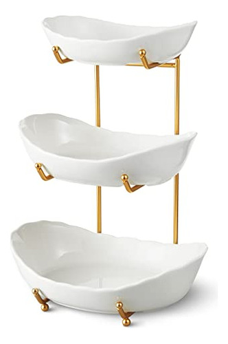 Frutero De Cocina - 3 Niveles Cermica Con Soporte Metlico (o