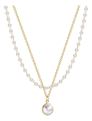 Collar Doble De Perlas Súper Hermoso Con Colgante De Perlas