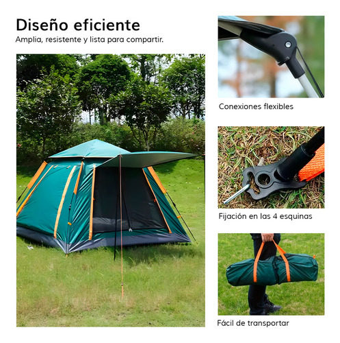 Casa Campaña Portátil 1 Entrada Impermeable 4 A 6 Personas Color Verde Claro