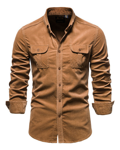 Pana Algodón Hombre Camisa Informal Ajustada Chaqueta