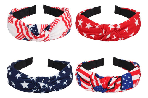 Budsmile 4 Diademas Con Bandera Americana Para Mujeres Y Niñ