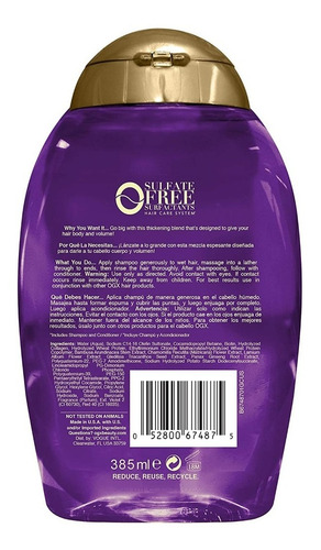 Shampoo Volumen Y Fuerza De Biotina Y Colageno 385ml Ogx