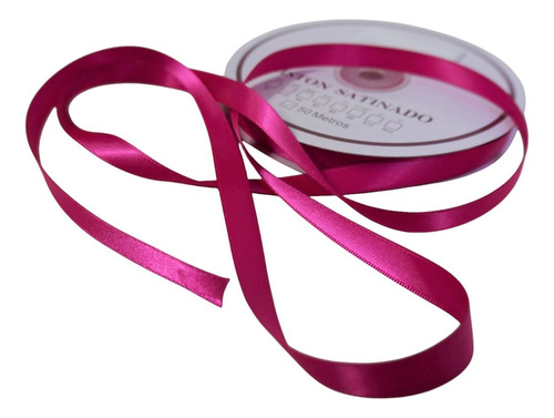 Listón Satinado Económico Satinado 2 Caras 1cm Con 50 Metros Color Fucsia Lisa