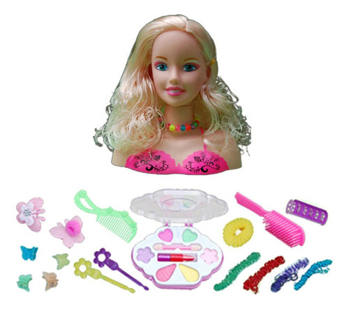 . Cabeza De Muñeca Para Peinar Y Maquillar Cabello Rubio