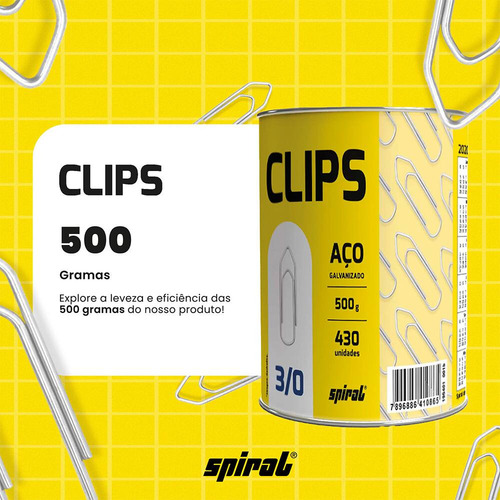 Clips Número 3/0 Galvanizado Lata Com 500g Spiral 1 Unidade
