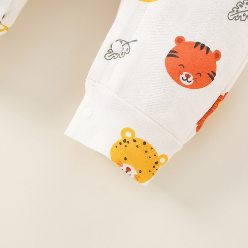 Mameluco Tierno Bebé Con Estampado De León Leopardo Y Tigre Blanco 12-18 M