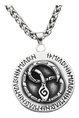 Imagen 1 de 6 de Collar Vikingo Serpiente Amuleto Acero Inoxidable Hombre