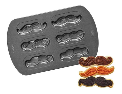 Molde Para Hornear Galletas Diseño Bigotes Wilton Color Plateado