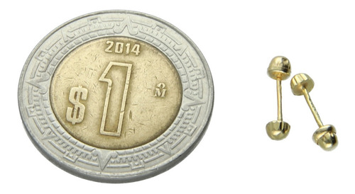 Aretes Broquel De Oro 10k Bebé O Mujer Honguito 0 161