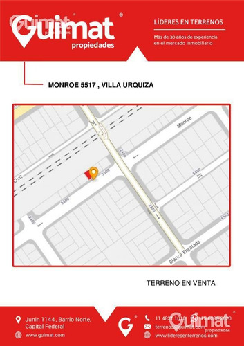 Imagen 2 de 10 de Terreno - Villa Urquiza - Lideres En Terrenos - Guimat Propiedades