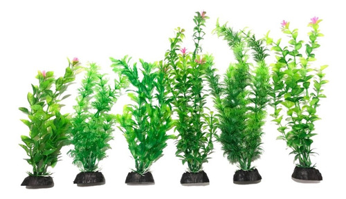 Plantas Artificiais Aquário Green Misto - 3un 20cm 3un 30cm