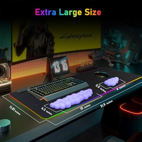 Alfombrilla De Mouse Grande Para Juegos Led Con Reposamuñeca