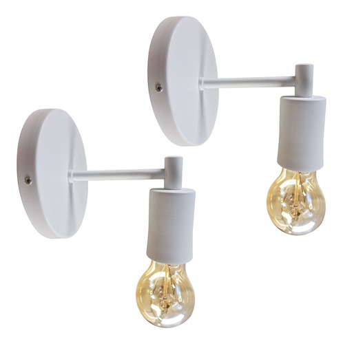 Kit 2 Arandelas Parede Quarto Lavabo Cama Alumínio Branco 110V/220V