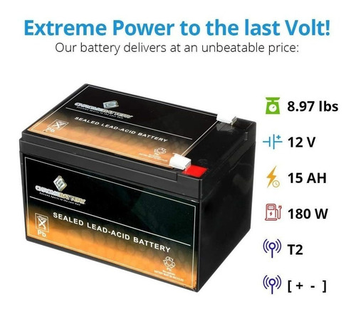 12 V 15 Ah Sla Batería Sustituye Gp12120 Ps-12120 Wp12 - 12