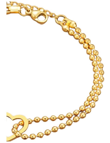 Imagen 5 de 8 de Pulsera De Tobillo Mujer Corazón Doble De Acero Dorado Pie