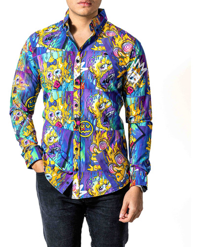 Camisa Hombre Casual Slim Fit Los Simpsons Crazy Alexis Roma