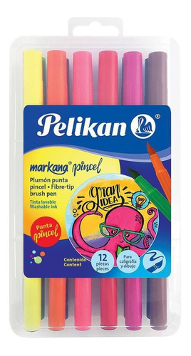 Marcadores Lettering Pelikan Markana Punta Pincel 12 En Caja