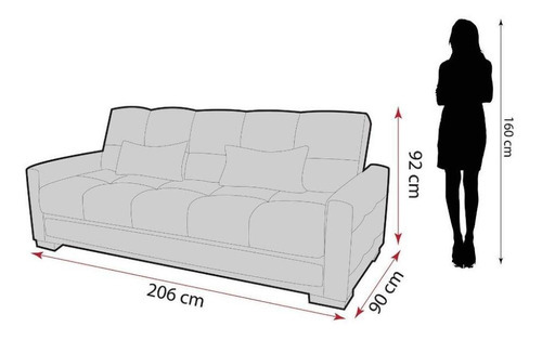 Sofá cama Grazi de 3 plazas, terciopelo negro inca