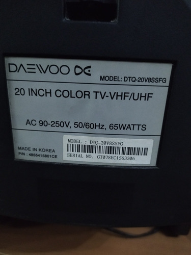 Imagen 3 de 3 de Televisor Daewoo 20 Pulgadas Color