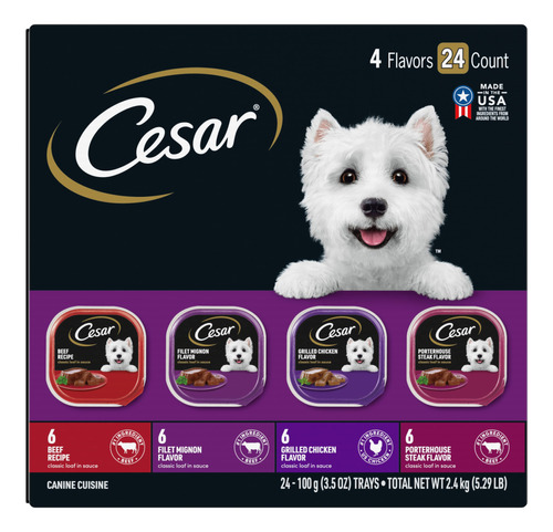 Cesar - Paquete De 24 Latas De Alimento Hmedo Para Perro, Di