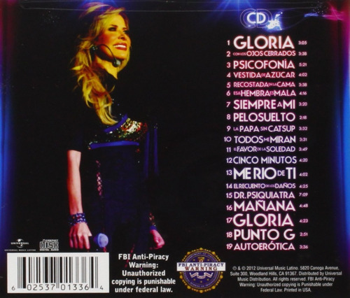 Gloria Trevi - Gloria En Vivo Deluxe - Disco Cd - Nuevo | MercadoLibre