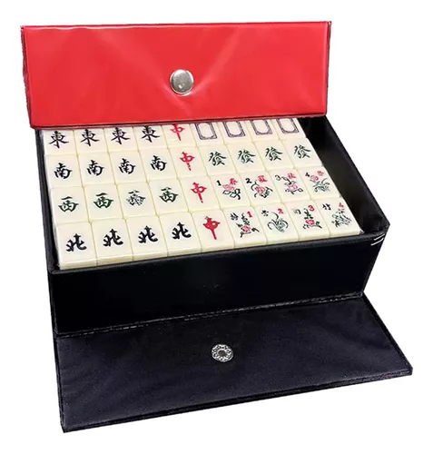Mini Jogo de Mahjong Portátil com 144 Azulejos, Azulejos