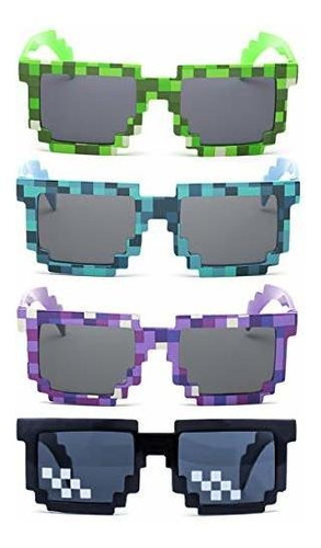 Kilofly 4pc 8-bit Pixel Uv Protect Gamer Gafas De Sol Adulto