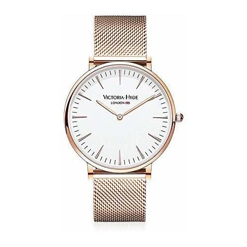 Victoria Hyde Hombres Mujeres Relojes Rosa Oro Malla Acero I