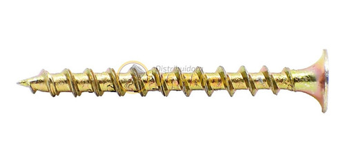 Imagen 2 de 10 de Tornillo Fix Turbo Aguja Zincado Oro 5x45 X 200 U Madera
