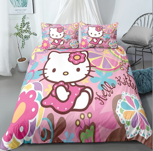 Conjunto De Cama Helokiti Pink Cartoon, Individual .