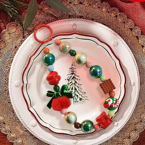 Llavero Con Cuentas Navideñas, Bonito Adorno Arco Verde