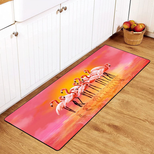 Alfombra Baño Verano Diseño Pajaro Rosado Antideslizante 39