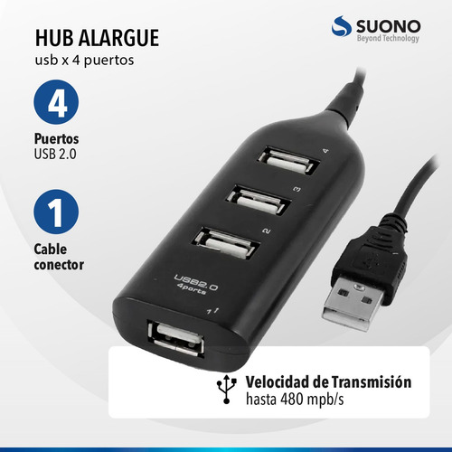 Imagen 4 de 10 de Hub Usb Multiplicador 4 Puertos Usb Pc Notebook Adaptador