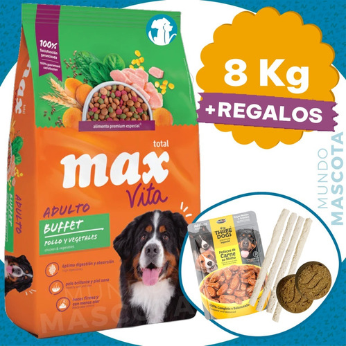 Comida Perro Adulto Max Buffet 8 Kg + Regalo / Mundo Mascota