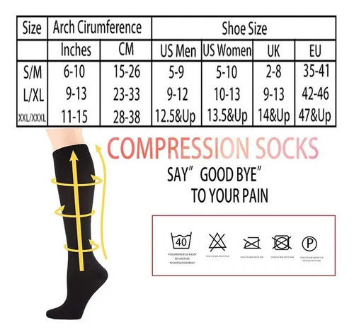 7 Pares De Calcetines De Compresión Para Correr Y Viajar