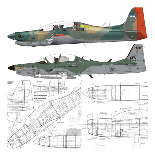 Plano Rc Embraer Tucano (x3) Archivos Pdf (envio X Mail)