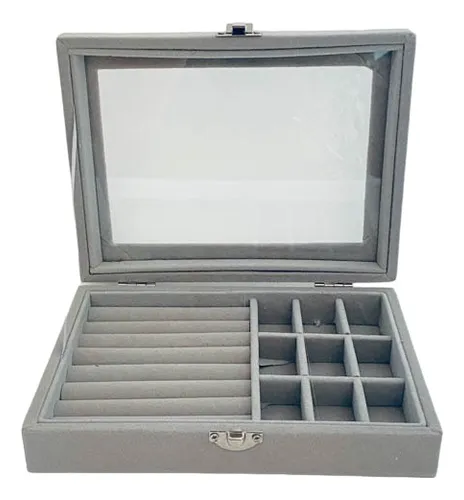 Joyero Caja Exhibición Estuche Organizador De Joyas Ld-1016 Color Gris